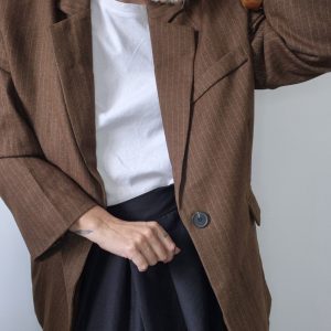 Blazer JULIA coupe Oversize Moka à Rayures – Chic et tendance