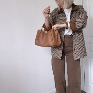 Veste Élodie à carreaux col velours – Pièce rétro chic