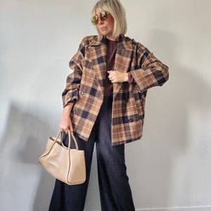 Manteau "Célia" à carreaux oversize – Taille unique – Premium