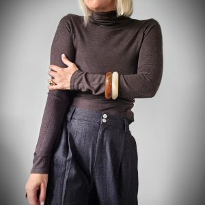Top col roulé LENA chocolat – Basique chic automne hiver