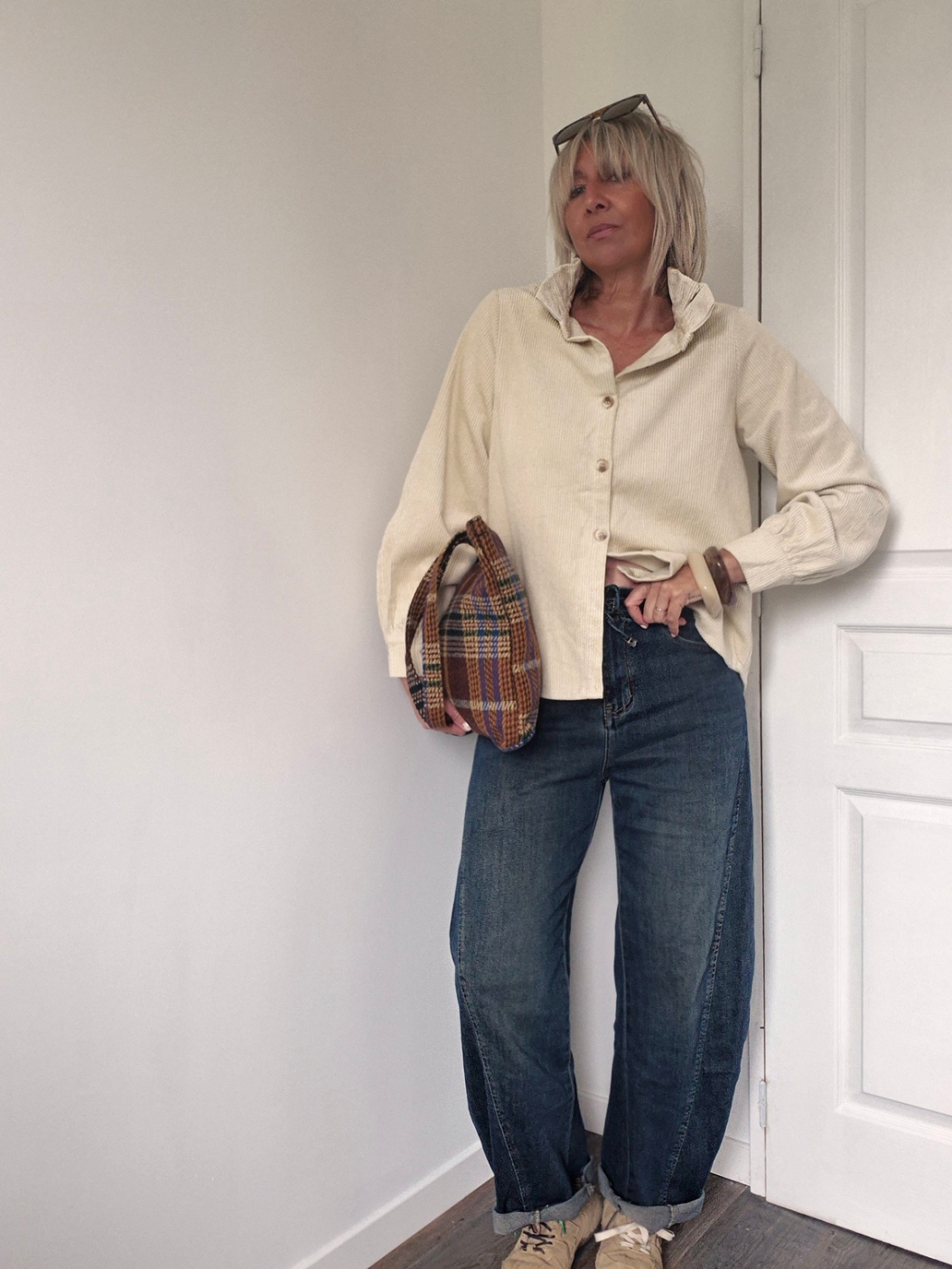 Chemise Velours Oversize Col Victorien "Lou" – Écru, 100% Coton – Image 4