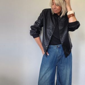 Veste SIMONA effet cuir tressé noire