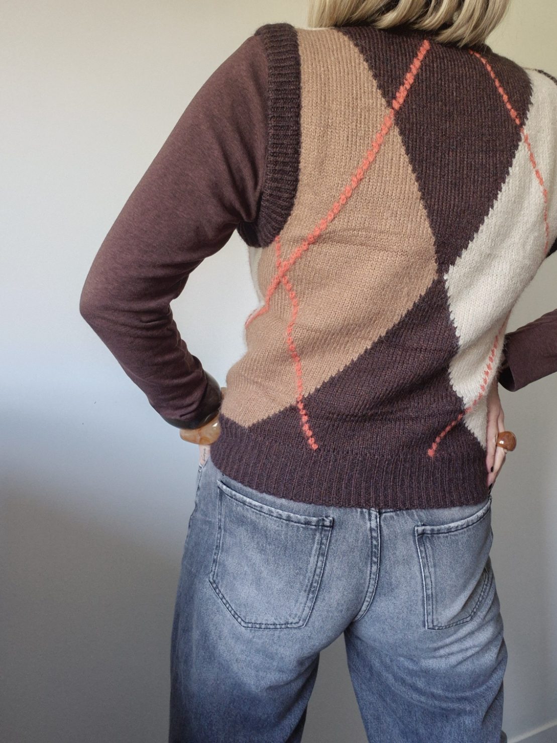 Pull sans manches “Jade” – maille à losanges – Image 3