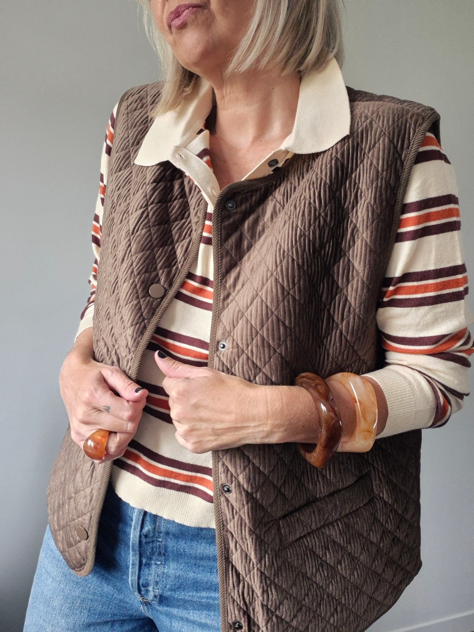 Pull forme polo fin rayé "Églantine" – mélange de laine – Image 4