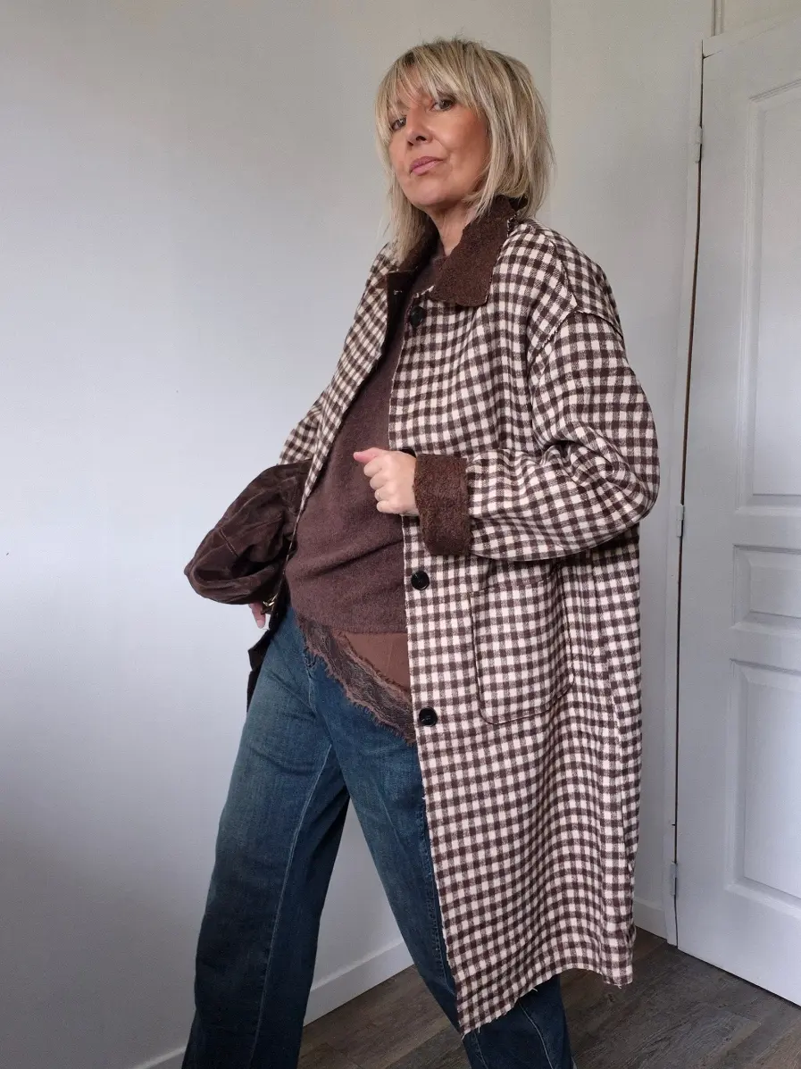 Manteau "Charly" – Vichy & Douceur Bouclette