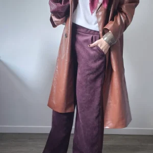 Pantalon "Laeti" – Velours – coupe droite large Burgundy