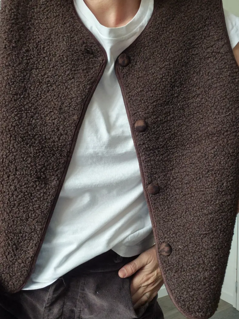 Veste "Féline" – Réversible Léopard & Bouclette Marron – Image 5