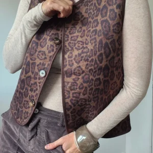 Veste "Féline" – Réversible Léopard & Bouclette Marron