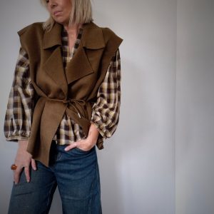 Veste "Corinne" – Oversize Laine kaki & Élégance Décontractée