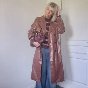 Trench "Daphnéa" – Simili Cuir Caramel