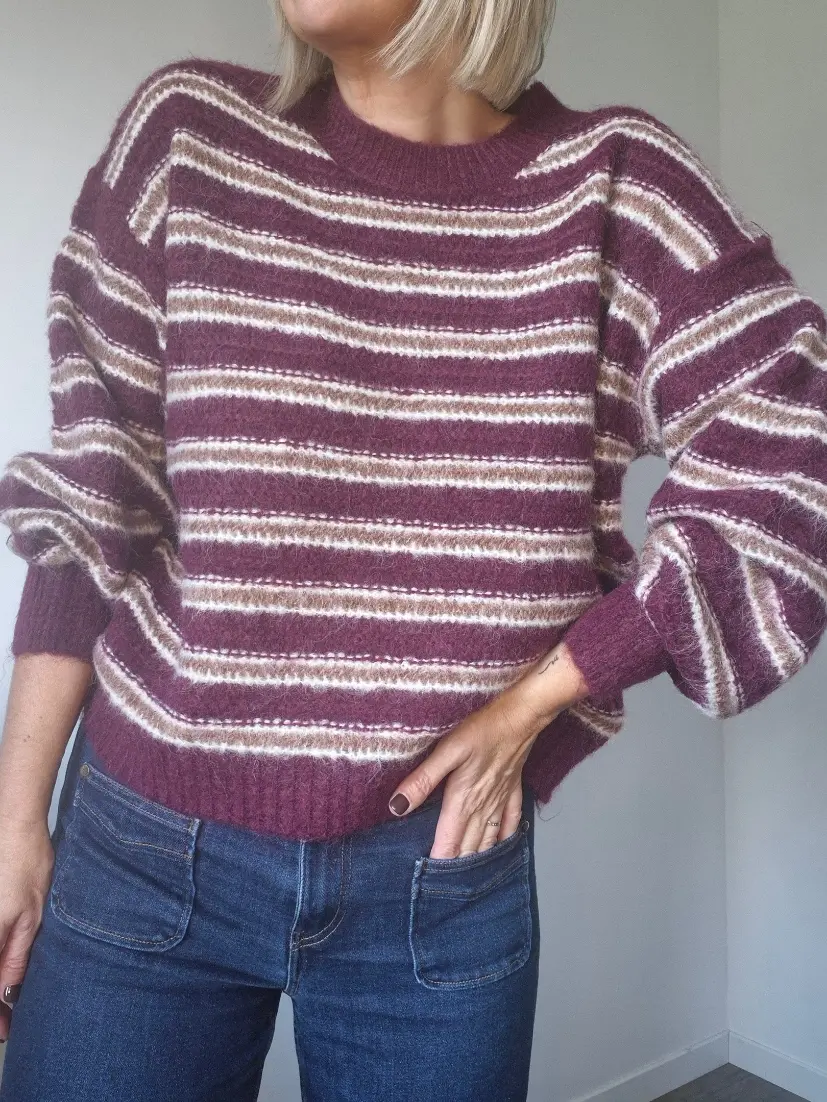 Pull "Ingrid" – Rayures burgundy – Image 4