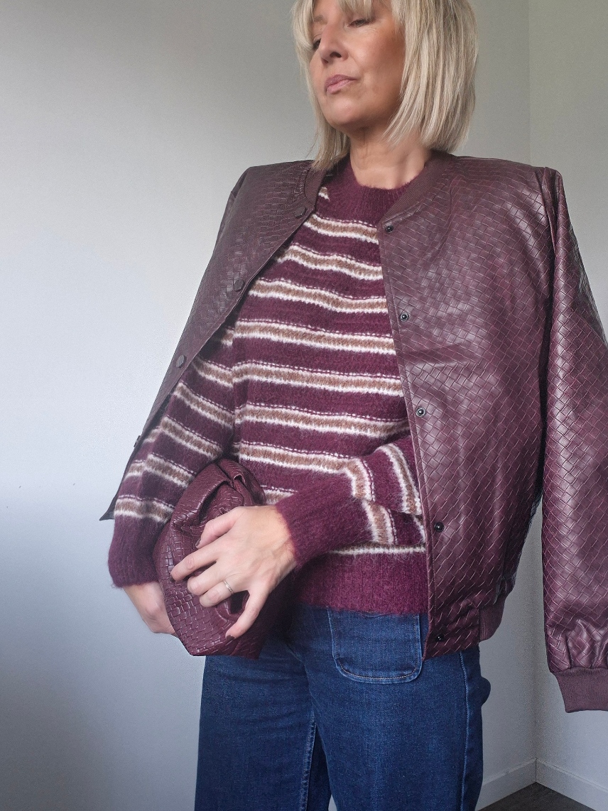 Pull "Ingrid" – Rayures burgundy – Image 3
