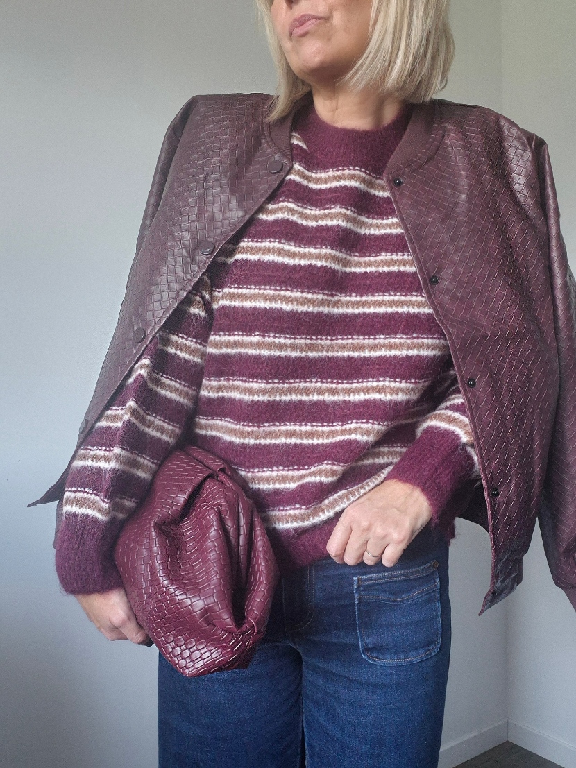 Pull "Ingrid" – Rayures burgundy – Image 2