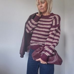 Pull "Ingrid" – Rayures burgundy