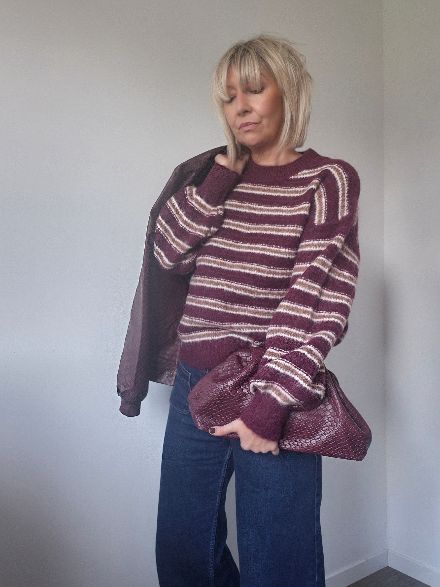 Pull "Ingrid" – Rayures burgundy