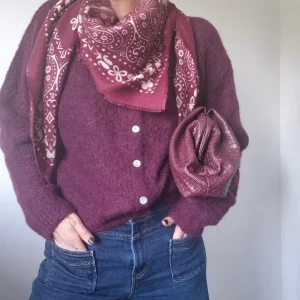 Gilet "Suzie" – Maille Douce Burgundy Alpaga et Laine