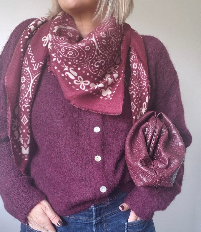 Écharpe “Mina” – Bandana Imprimé Acrylique – burgundy – Image 2