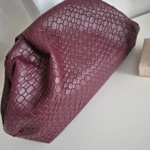 Pochette vintage "Léonie" – Simili Cuir motif tissé Burgundy
