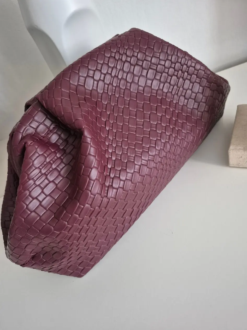Pochette vintage "Léonie" – Simili Cuir motif tissé Burgundy