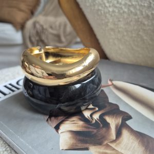 Duo de Bracelets Aria – Doré & Noir marbré
