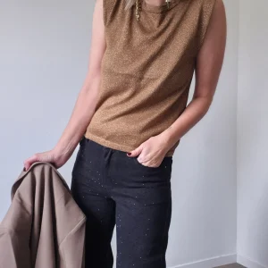 Top "Lénati" – Lurex camel doré