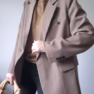 Blazer "Hélène" – Kaki grège, coupe oversize premium