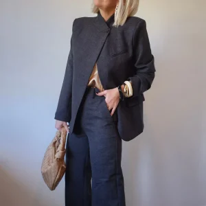Pantalon “Simone” – Gris anthracite chiné