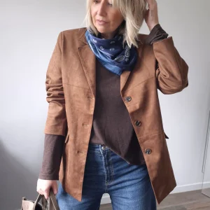 Veste Gustave – Suédine effet daim marron Premium