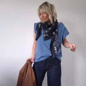 T-shirt Marcel – Oversized col rond bleu
