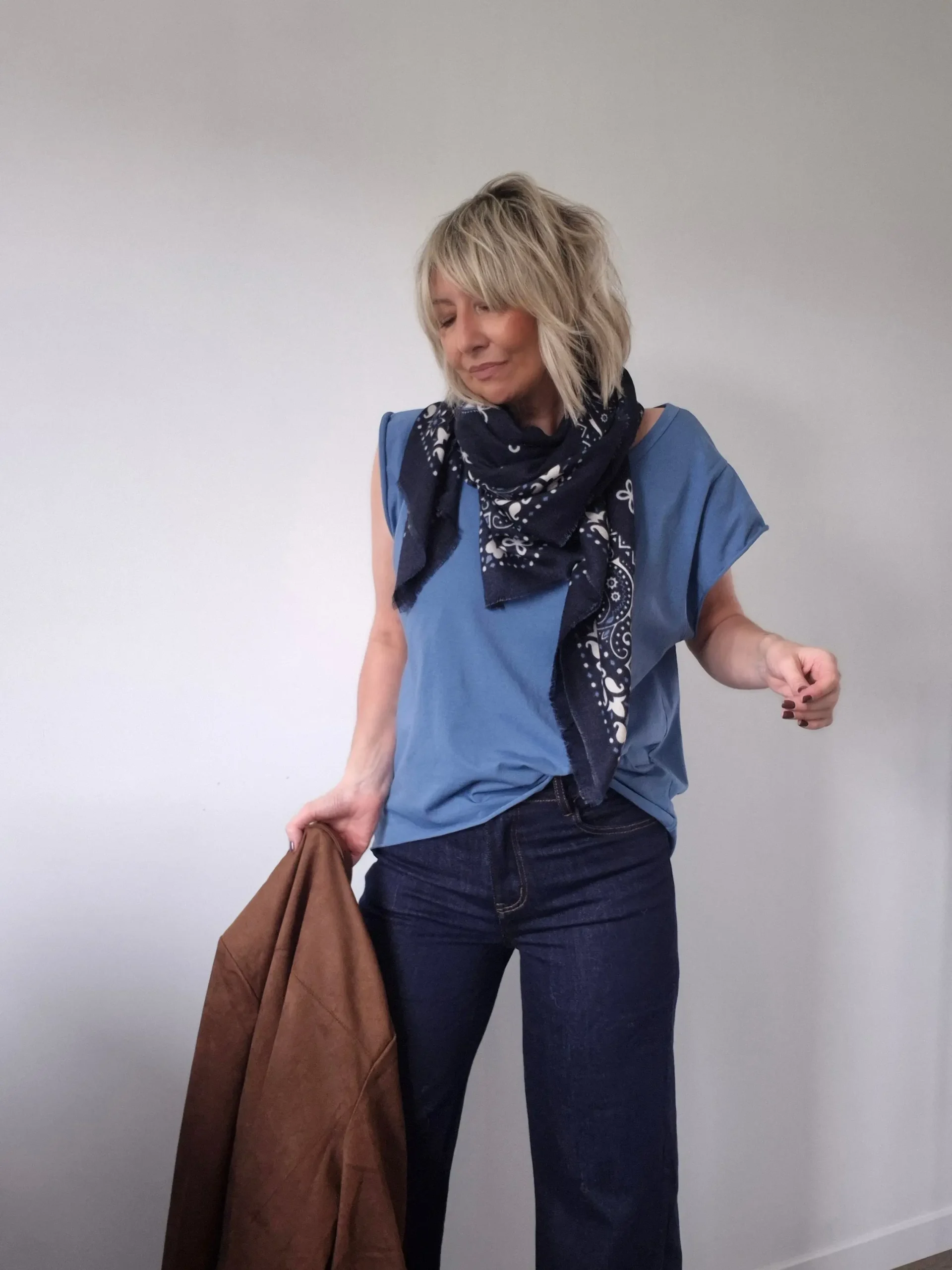 T-shirt Marcel – Oversized col rond bleu