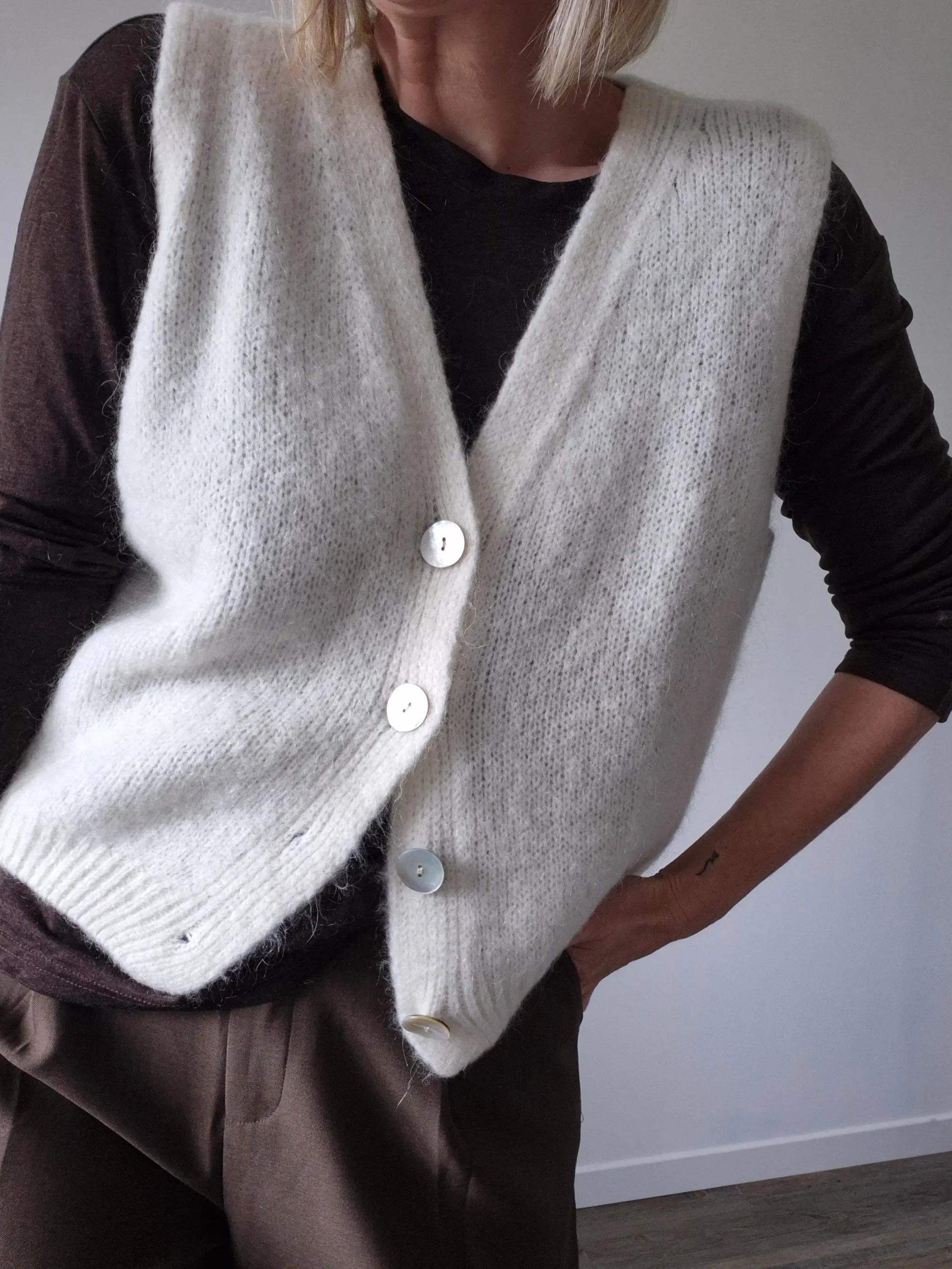Gilet Apolline – Sans manches en kid mohair écru – Image 3