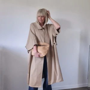 Trench long forme cape Maël PREMIUM – Beige intemporel