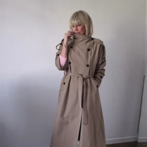 Trench oversize long Sacha – Beige signature