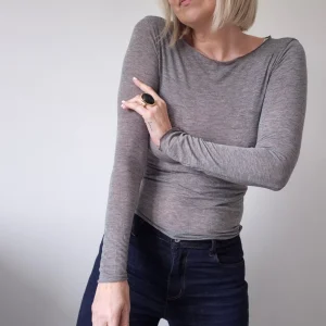 T-shirt manches longues Élisa – Toucher cachemire gris