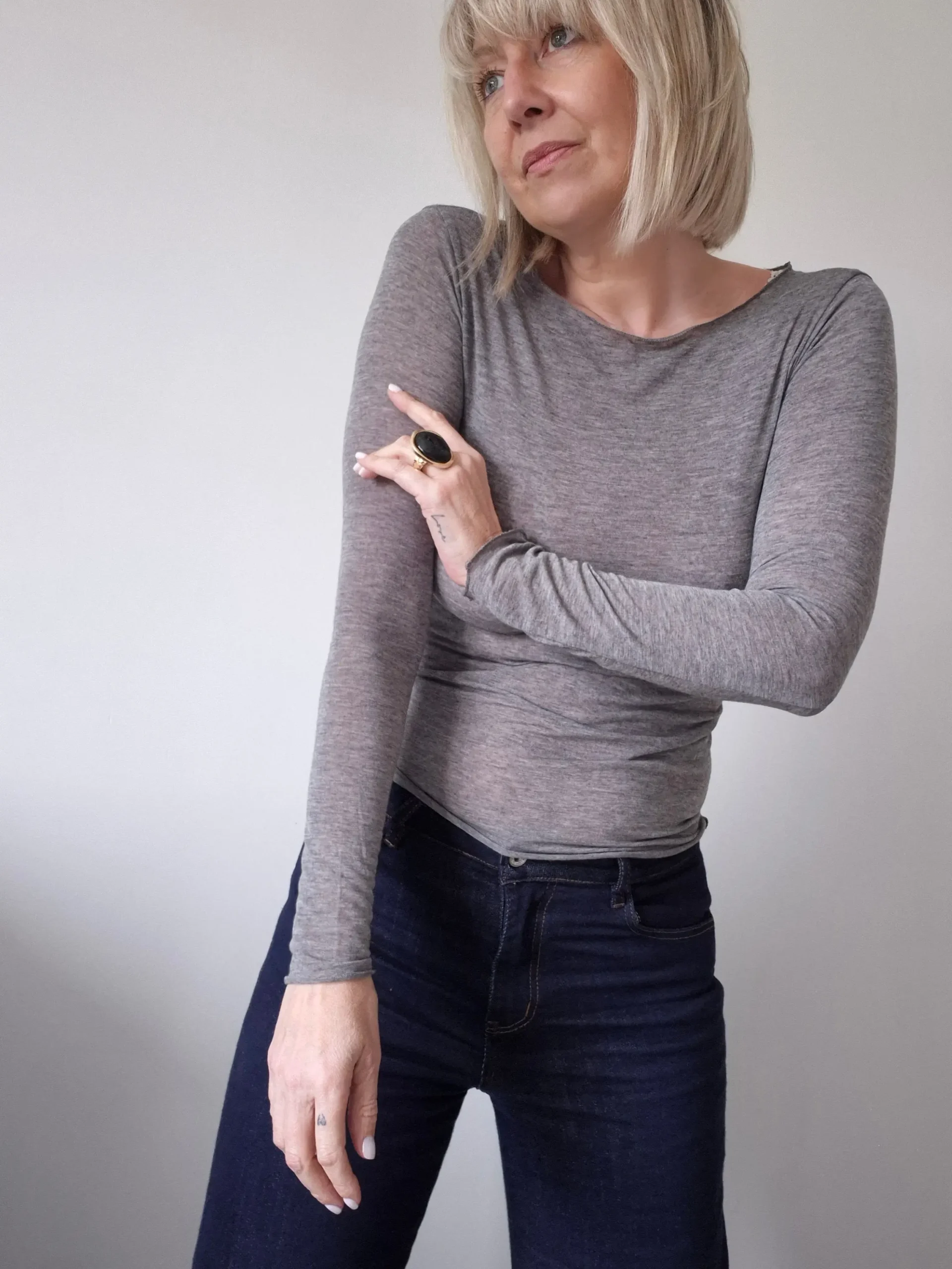 T-shirt manches longues Élisa – Toucher cachemire gris