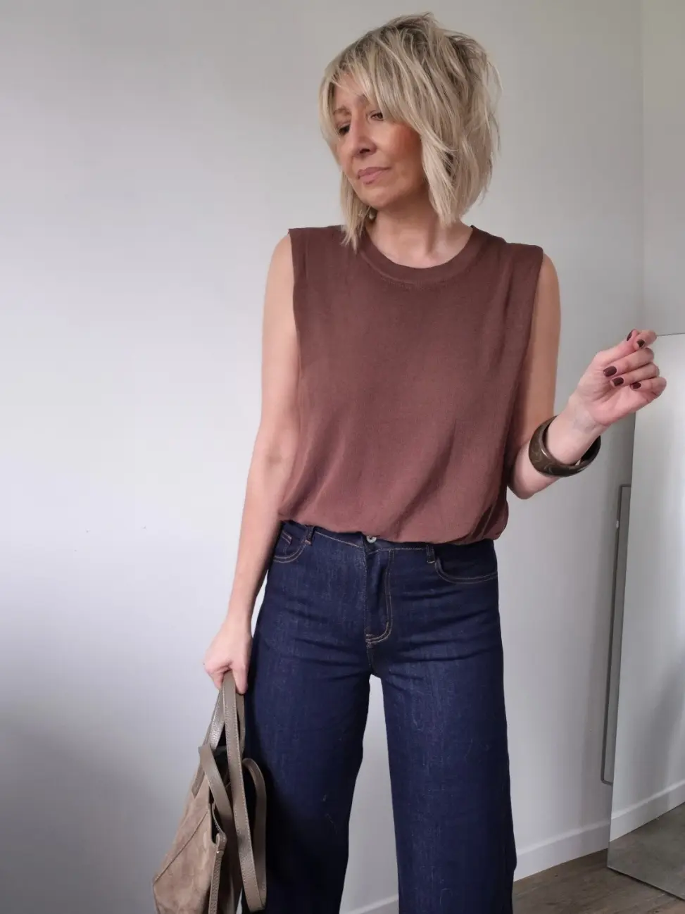 Top Sidonie – Sans manches blousant marron – Image 3
