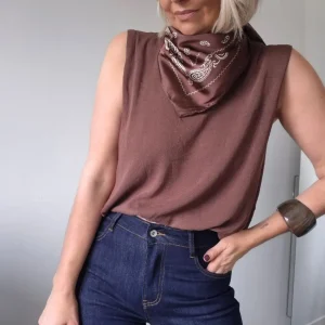 Top Sidonie – Sans manches blousant marron