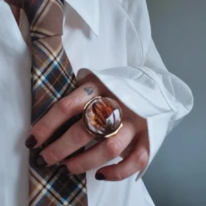 Bague Alba – Pierre effet marbré marron
