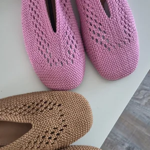Ballerines tressées « Capri » – rose ou camel