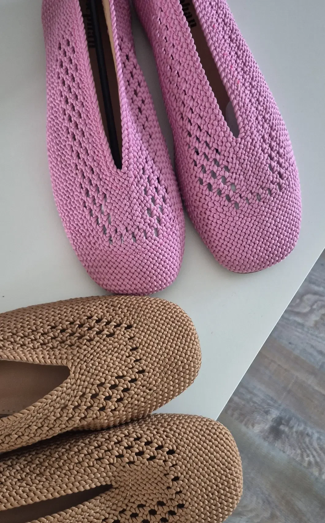 Ballerines tressées « Capri » – rose ou camel