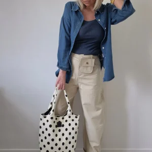 Pantalon ballon “Magnolia” beige avec ceinture et pochette