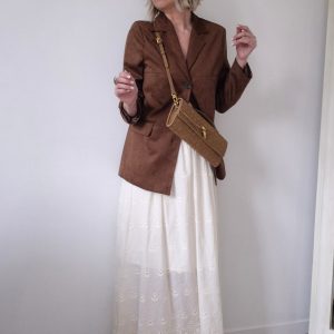 Jupe longue broderie “Églantine” écru