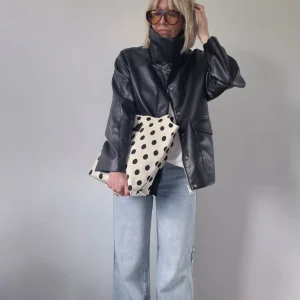 Veste Gabrielle – Simili cuir noir oversize