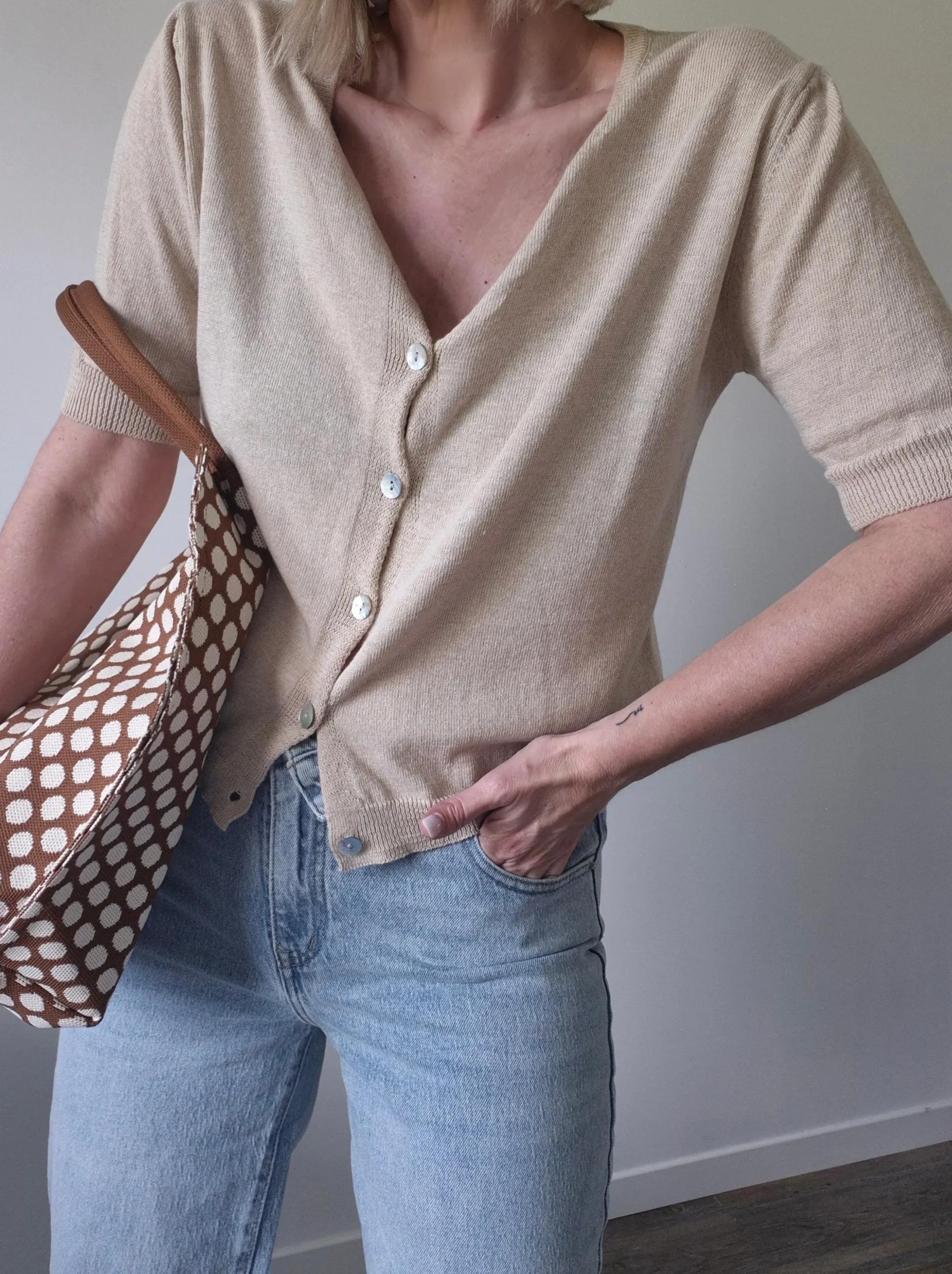 Gilet Cléo – beige réversible double porté – Image 2