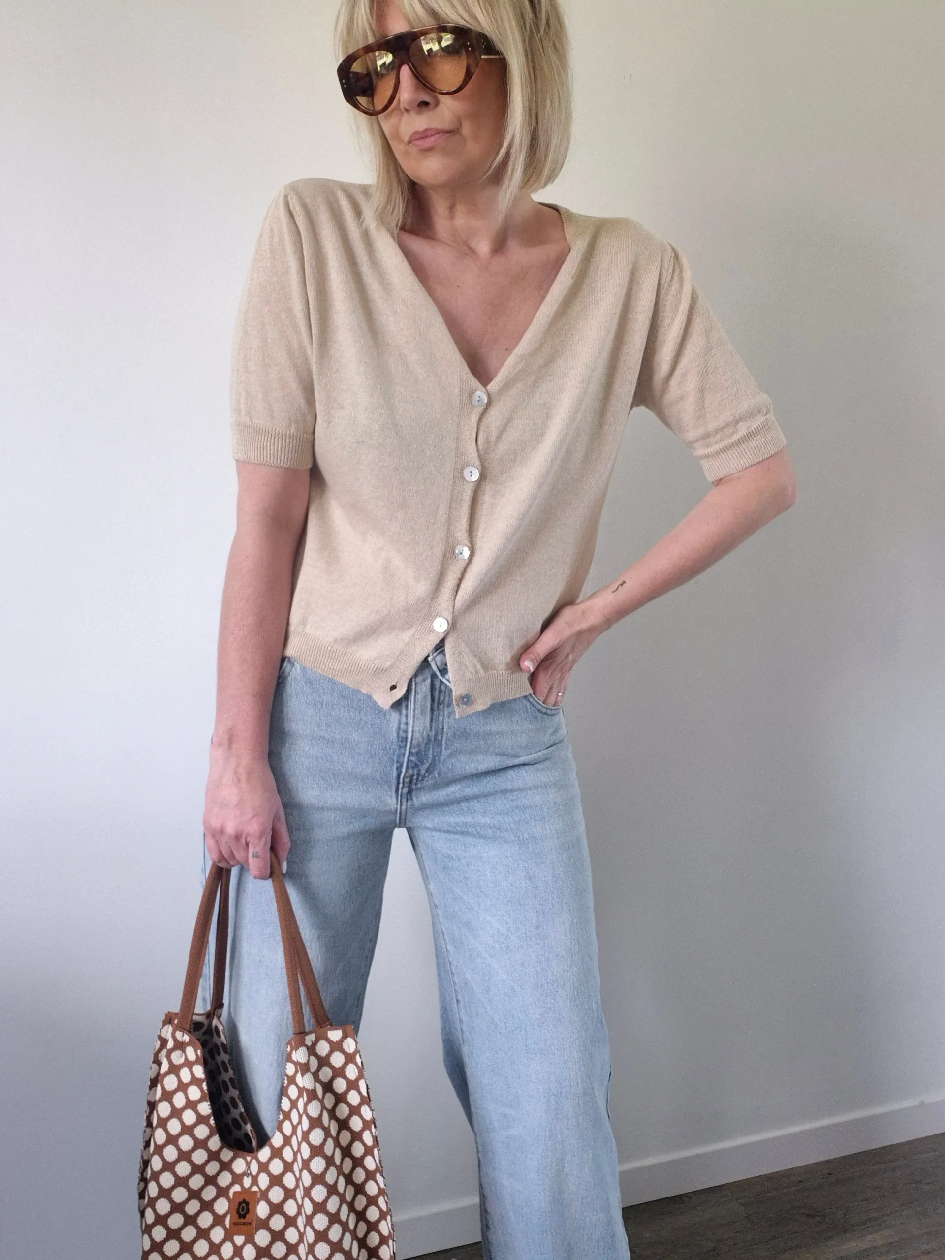 Gilet Cléo – beige réversible double porté