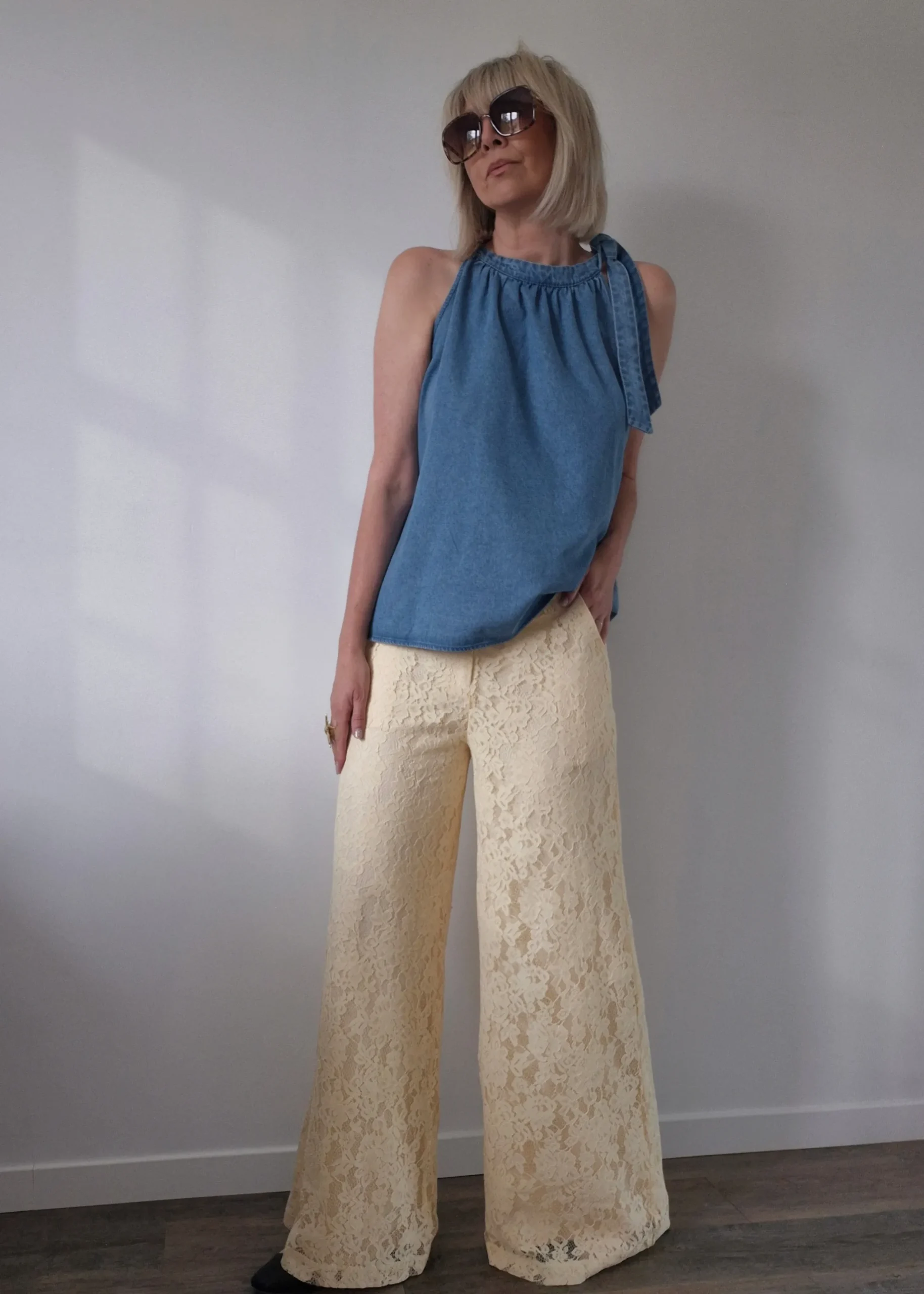 Pantalon dentelle Lunaire – jaune beurre – An’ge