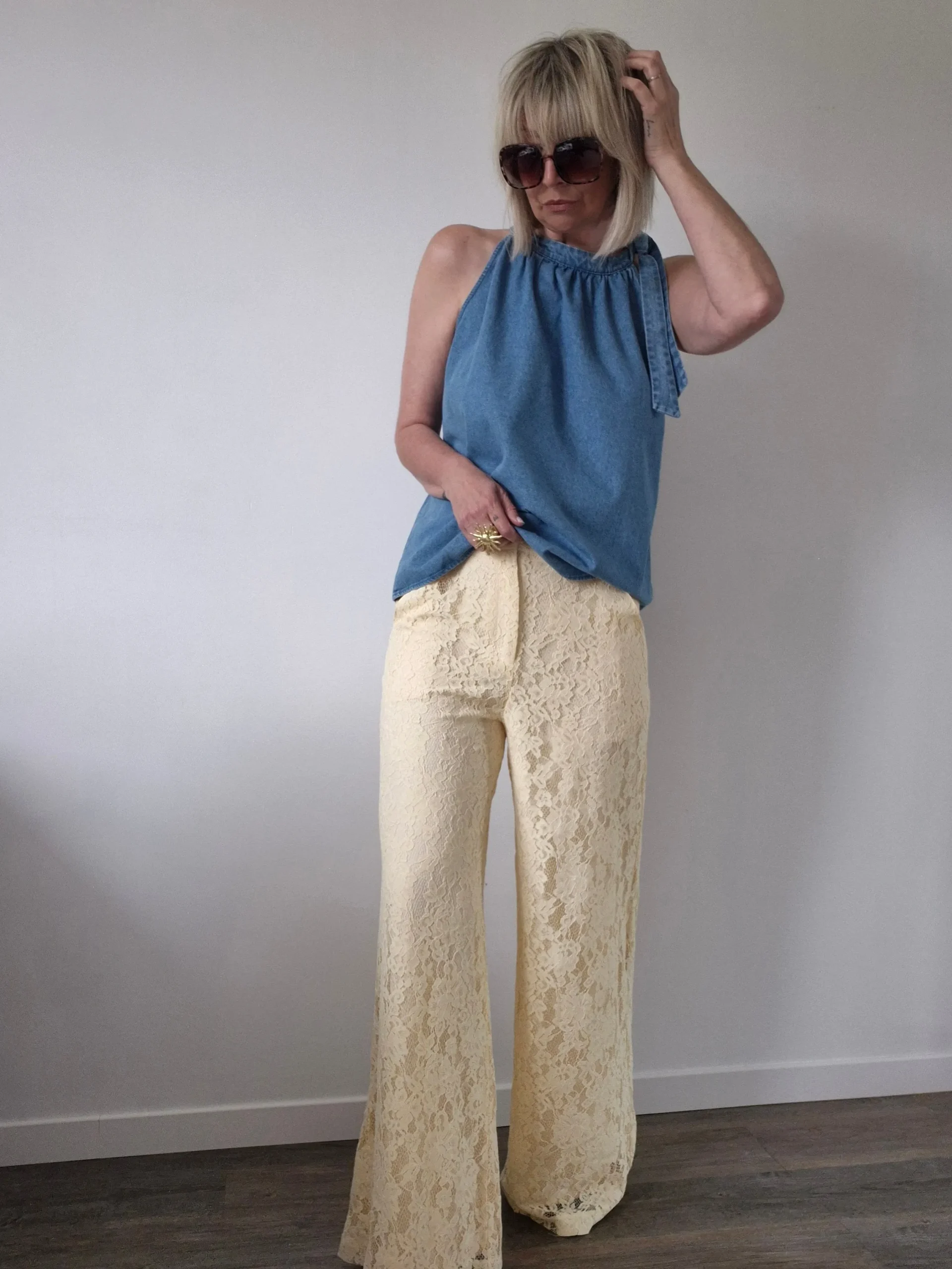 Pantalon dentelle Lunaire – jaune beurre – An’ge – Image 3