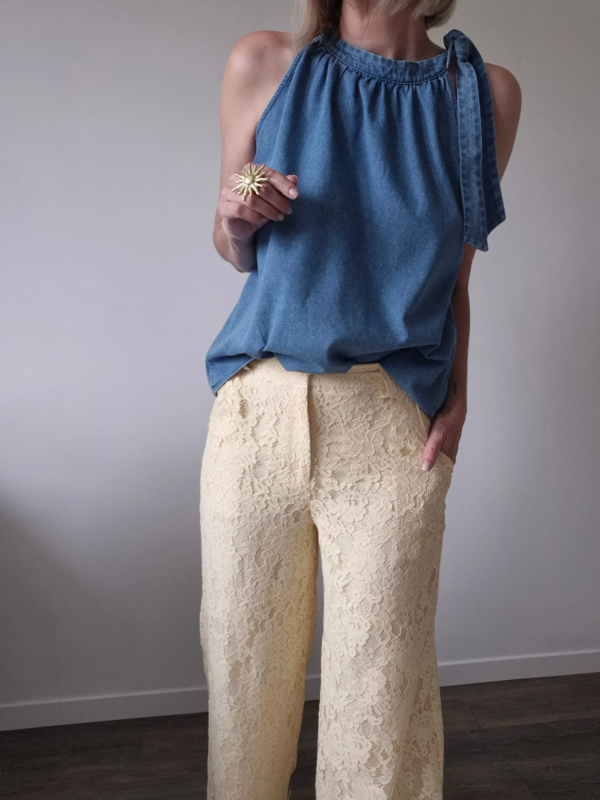 Pantalon dentelle Lunaire – jaune beurre – An’ge – Image 4